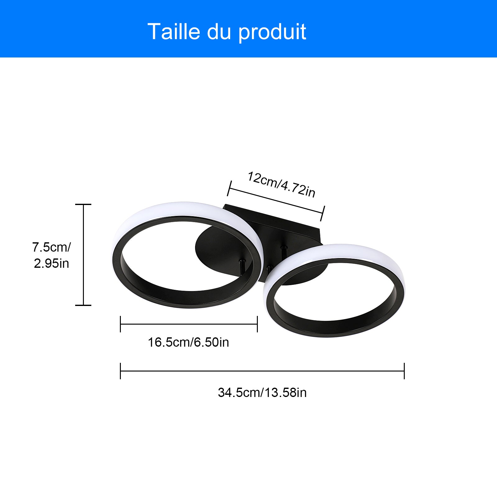 Tableau des tailles de plafonnier