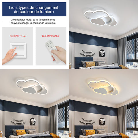 Lampa sufitowa Cloud, kreatywna lampa sufitowa LED 32 W ze ściemnialnym pilotem 3000-6500 k 2800 lm L42 * H6cm, oświetlenie kreskówkowe do salonu Pokój dziecięcy Pokój chłopca i dziewczynki