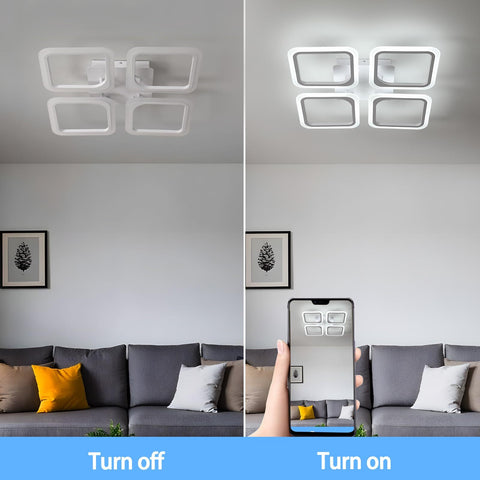 LED-Deckenleuchte, quadratisch, weiß * 4 Köpfe, Acryl, 46 W, 6500 K, kaltweißes Licht, für Wohnzimmer, Schlafzimmer