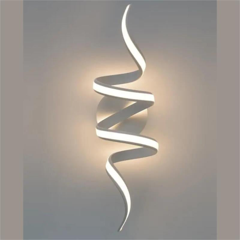 Spiralförmige Aluminium-Wandleuchte, LED, weiß, 34 x 13 x 16,5 cm, weißes Licht, geeignet für Schlafzimmer, Wohnzimmer und Flure