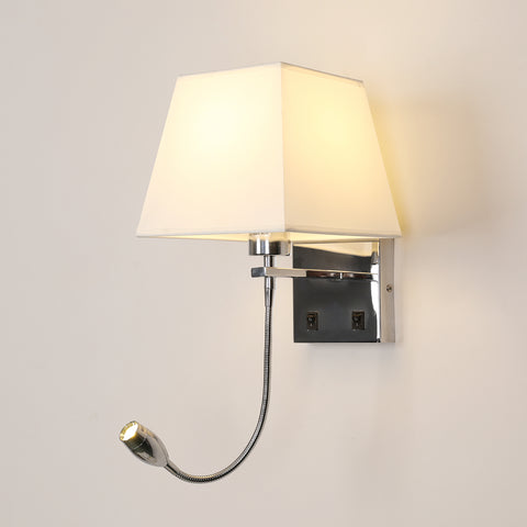 Lámpara de noche, luz de pared LED, luz de lectura, soporte de brazo oscilante para dormitorio, luz nocturna de pared E27 (no incluye bombillas)