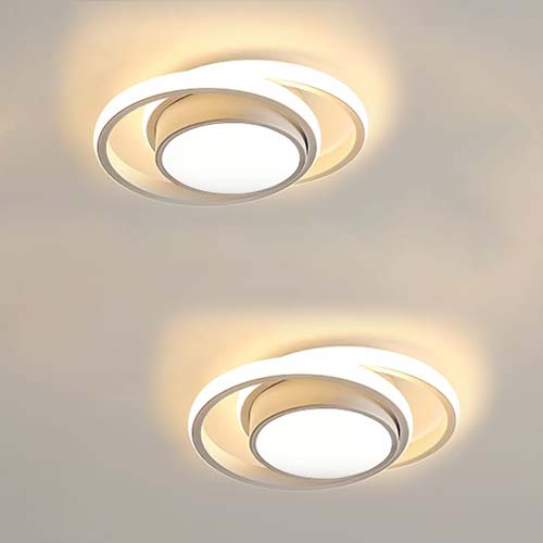 2 Stück LED-Deckenleuchte, 32 W, modernes Design, warmweiß 3000 K, runde Deckenleuchte für Wohnzimmer, Schlafzimmer, Esszimmer, Büro, weiß, 28 cm 