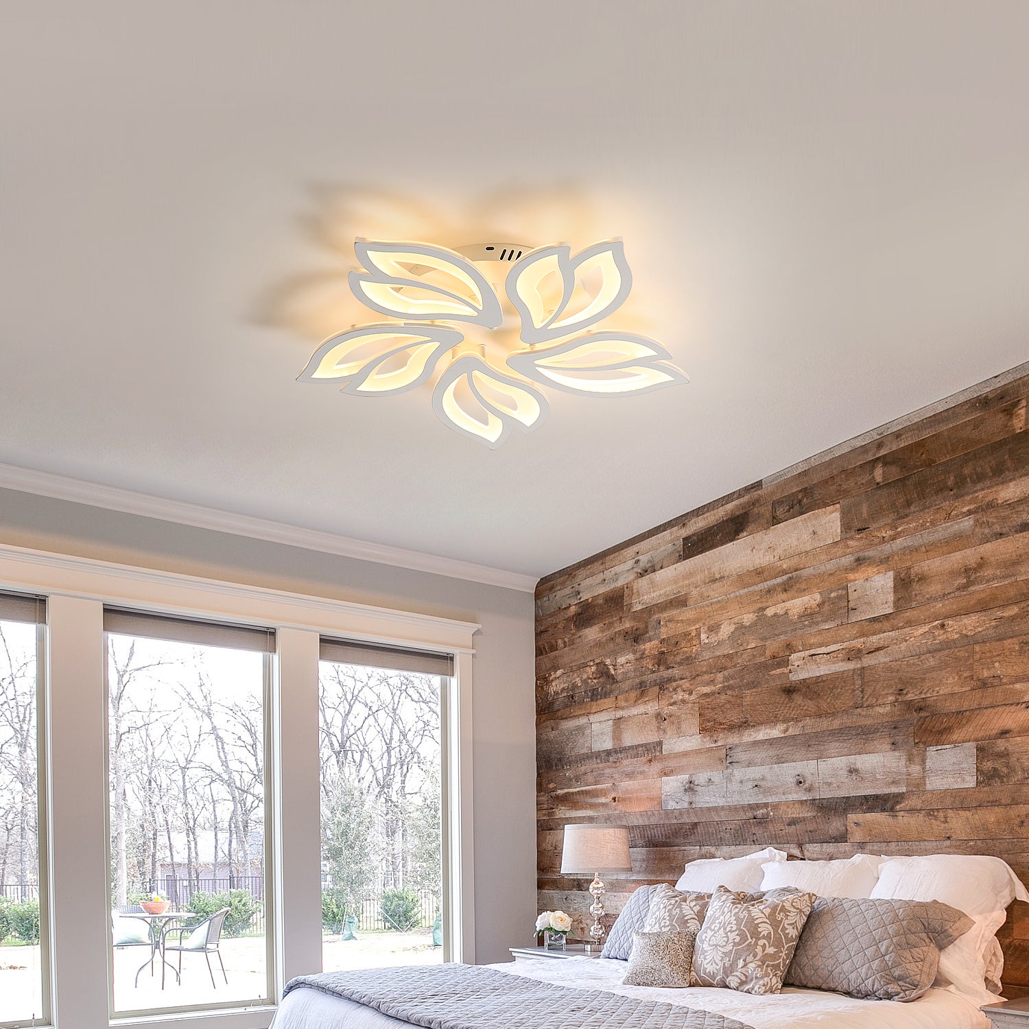 Plafonnier LED 65W, Creative Fleur de Forme Lampe de Plafond Moderne