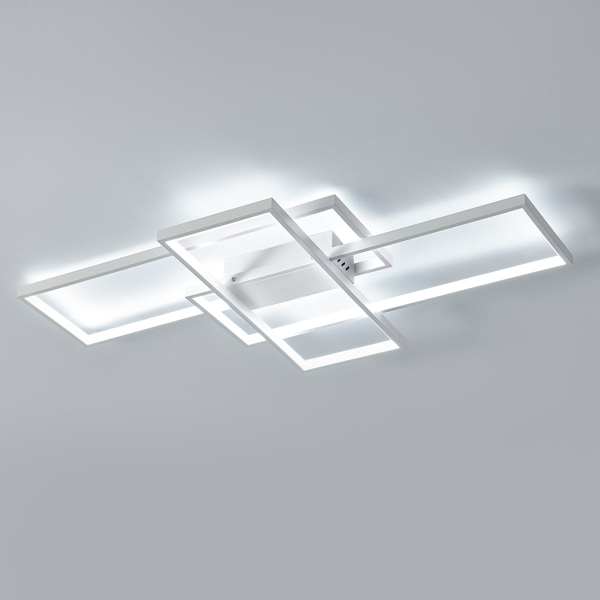 Luz de techo LED 54W Diseño moderno Blanco frío 6000K Lámpara de techo rectangular para sala de estar Dormitorio Comedor Oficina Blanco