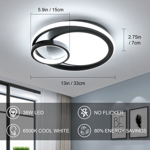 Lámpara de techo LED moderna de 36 W, 80 % de ahorro de energía, sin parpadeo, diseño elegante con pantalla acrílica translúcida, ideal para sala de estar y baño
