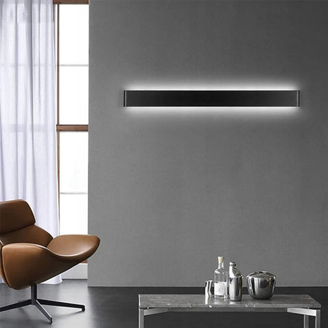 Aplique LED de moderno aluminio metálico Negro, 91 cm, Iluminación, Luz blanca, 30W, para Salón