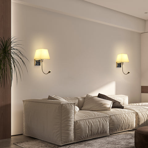 Lámpara de noche, luz de pared LED, luz de lectura, soporte de brazo oscilante para dormitorio, luz nocturna de pared E27 (no incluye bombillas)