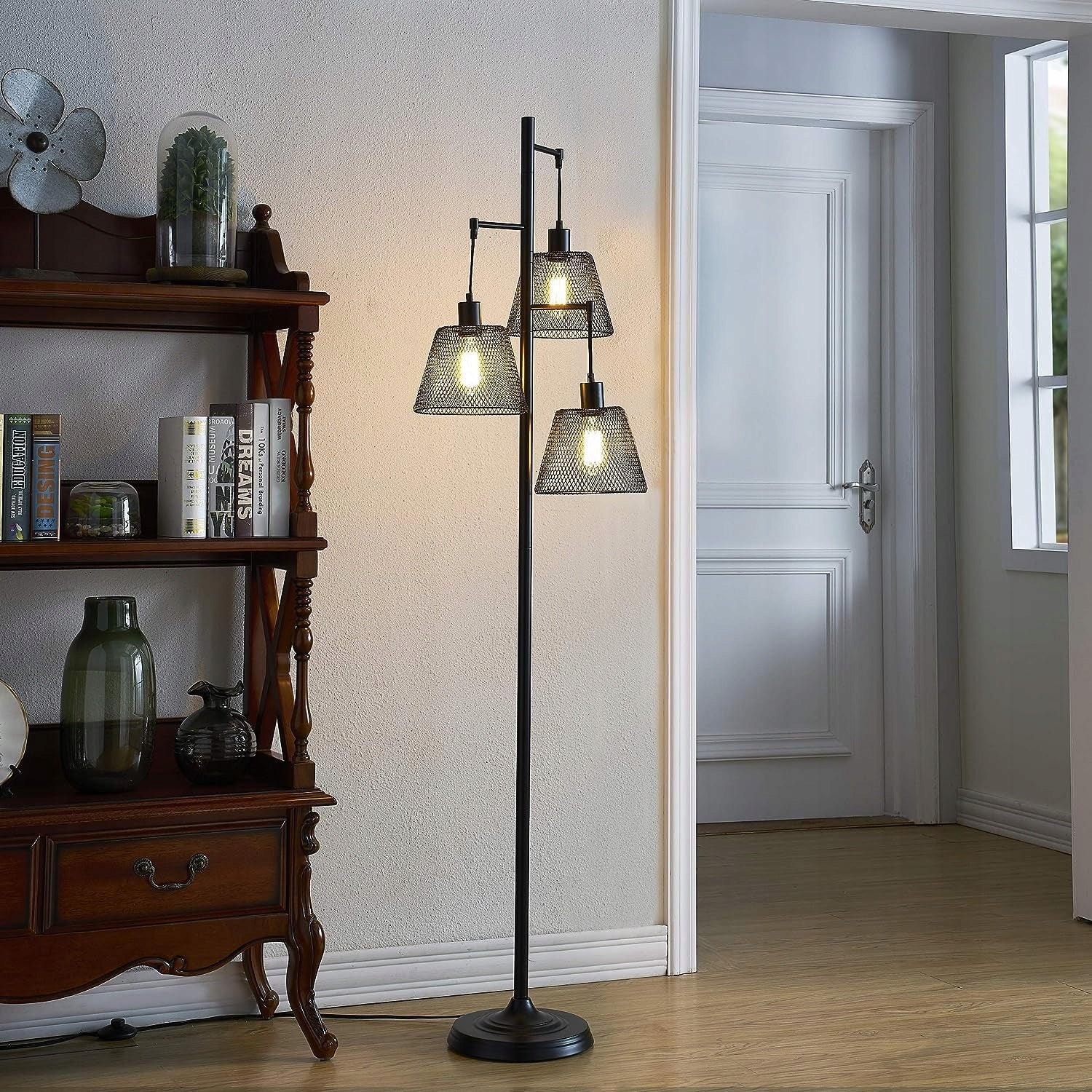 Lampadaire Retro noir E27 170cm, en métal, sans ampoules
