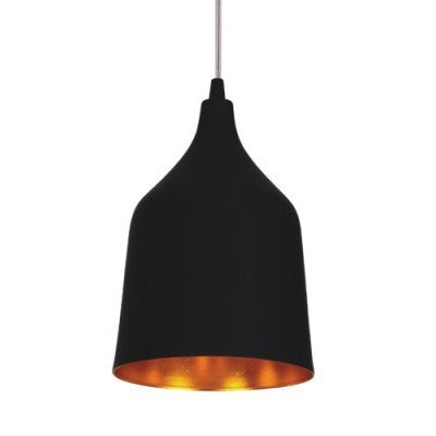 Eenvoudige zwarte metalen hanglamp met E27 aluminium fitting - voor inkomhal, woonkamer, keuken, slaapkamer.