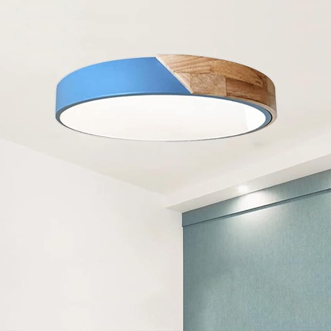 Runde Macaron-blaue LED-Deckenleuchte für Kinderzimmer, Wohnzimmer, Flur, Büro – moderne Beleuchtung 6000 K, Durchmesser 30 cm