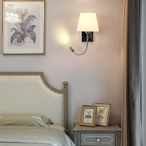 Lámpara de noche, luz de pared LED, luz de lectura, soporte de brazo oscilante para dormitorio, luz nocturna de pared E27 (no incluye bombillas)