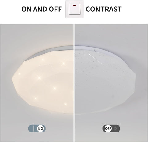 Lámpara de techo, 24 W LED estrella luz de techo 4000 K blanco neutro, lámpara LED moderna lámpara de techo de diamante para dormitorio infantil, cocina, pasillo, dormitorio, baño