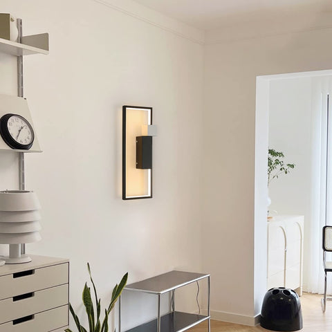 Aplique LED Interior, 15W 1200LM Diseño Geométrico Creativo Negro, Lámpara de Pared Moderna de Acrílico Blanco Cálido 3000K para Sala de Estar, Dormitorio, Pasillo, Escaleras
