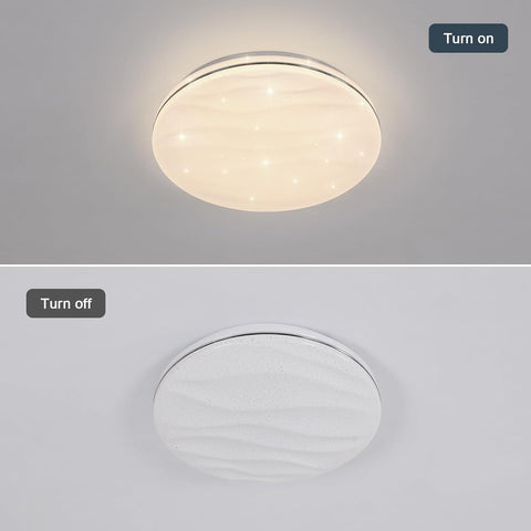 Lámpara de techo LED estrellada, lámpara de techo de 24 W para dormitorio infantil, blanco neutro 4000 K, lámpara de techo LED moderna redonda para cocina, pasillo, dormitorio, baño