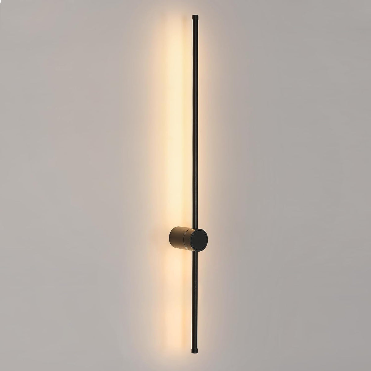 Moderne LED-Wandleuchte, Linienform, Wandlampe, 360° drehbar, warmweiß 3000 K, für Wohnzimmer, Schlafzimmer, Flur, Flur, Schwarz, 100 cm