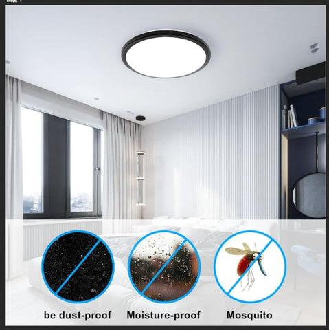 Lámpara de techo LED, 24 W, 2000 lm, luz blanca fría, 6500 K, redonda, IP54, lámpara de techo impermeable, lámpara de techo LED para baño, sala de estar, dormitorio, cocina