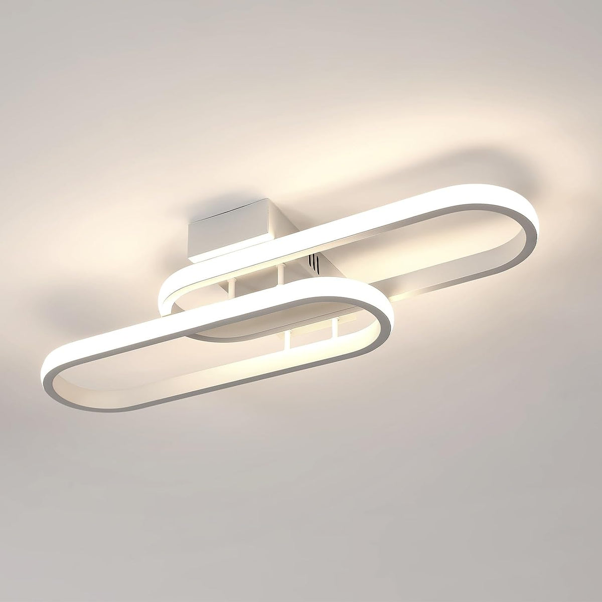 Lámpara de techo LED de 32 W, 3600 lm, lámpara de techo moderna, lámpara de techo acrílica para sala de estar, dormitorio, cocina, baño, pasillo, balcón, 50 cm (blanco), luz neutra 4500 K