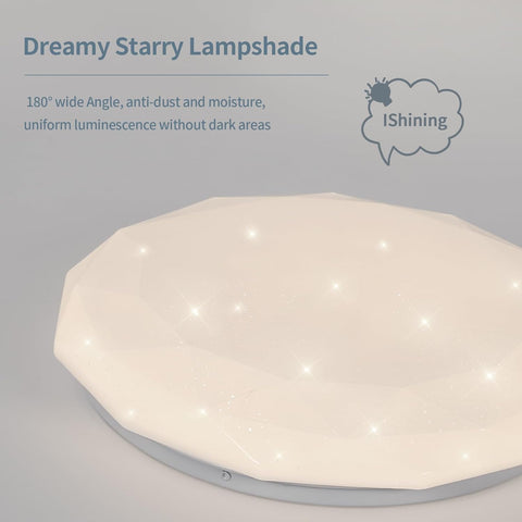 Lámpara de techo, 24 W LED estrella luz de techo 4000 K blanco neutro, lámpara LED moderna lámpara de techo de diamante para dormitorio infantil, cocina, pasillo, dormitorio, baño