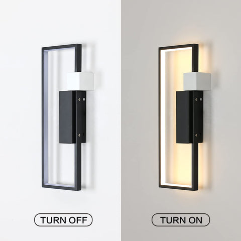Aplique LED Interior, 15W 1200LM Diseño Geométrico Creativo Negro, Lámpara de Pared Moderna de Acrílico Blanco Cálido 3000K para Sala de Estar, Dormitorio, Pasillo, Escaleras