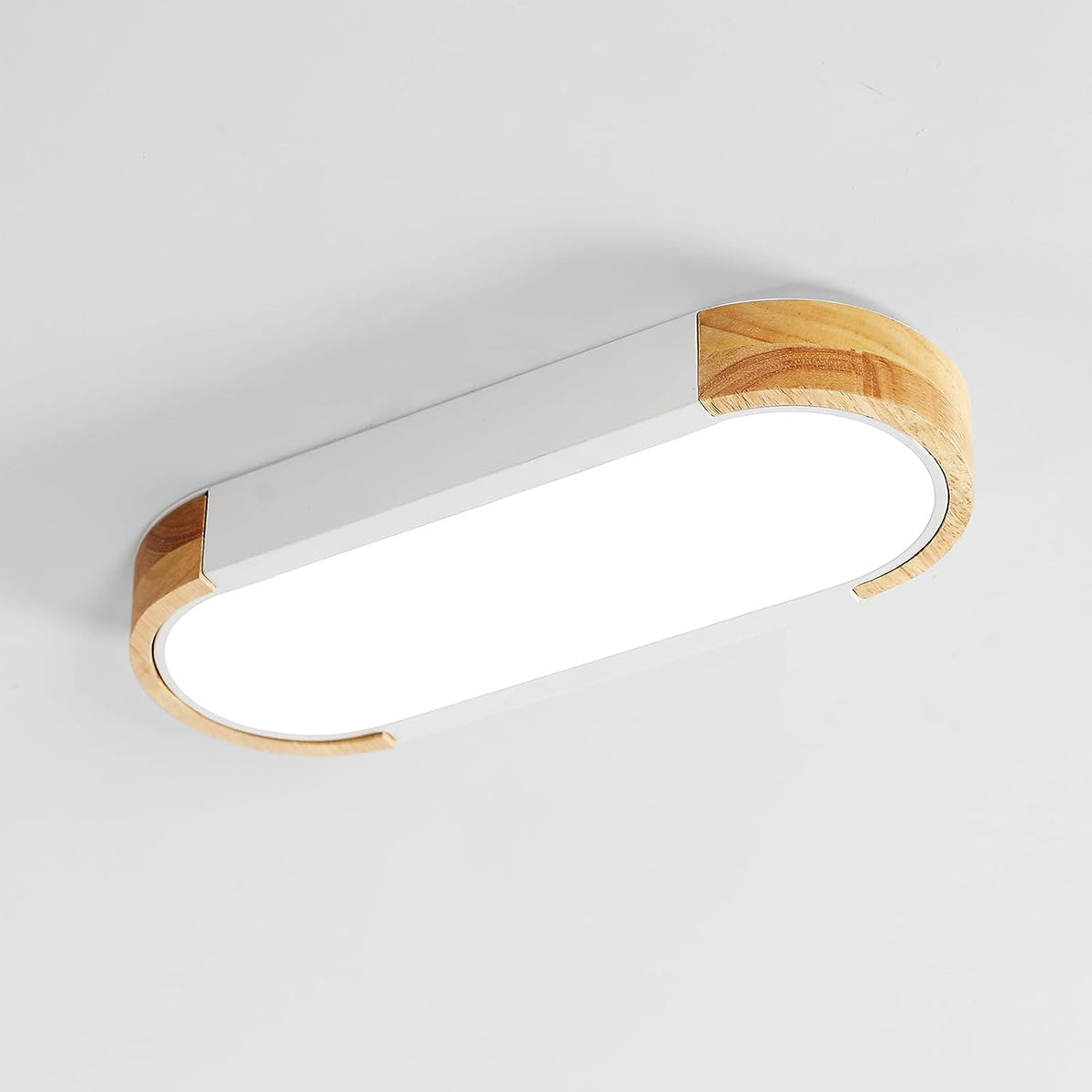 LED-Deckenleuchte aus Holz, 12 W, 6500 K, kühles Weiß, nordische moderne ovale LED-Deckenleuchte, Innen-Deckenleuchte für Schlafzimmer, Küche, Flur, Balkon 