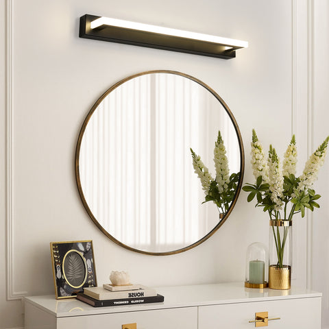 42 cm schwarze LED-Wandleuchte aus Acryl – 9 W Spiegelbeleuchtung, 4500 K neutrales Licht, 220 V, flimmerfrei, vielseitige Installation