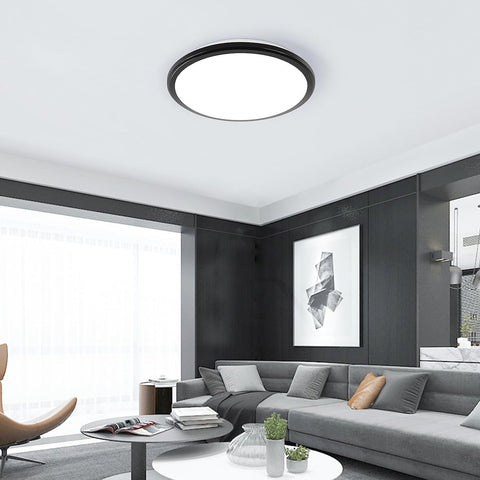 Lámpara de techo LED, 24 W, 2000 lm, luz blanca fría, 6500 K, redonda, IP54, lámpara de techo impermeable, lámpara de techo LED para baño, sala de estar, dormitorio, cocina