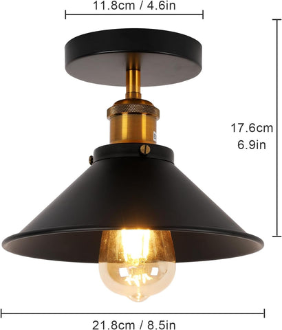 2er-Pack Vintage-Industrie-Deckenleuchte, E27 schwarzer Metallschirm, Pendelleuchte, Retro-Kronleuchter, Deckenleuchte für Wohnzimmer, Küche, Schlafzimmer (Glühbirne nicht im Lieferumfang enthalten)