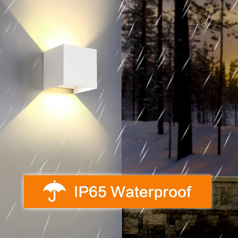 Paquete de 2 luces de pared LED para exteriores, 12 W, luces de pared para interiores con ángulo ajustable, iluminación de pared para exteriores, lámpara de pared moderna IP65 impermeable para sala de estar, dormitorio (blanco) blanco cálido 3000 K
