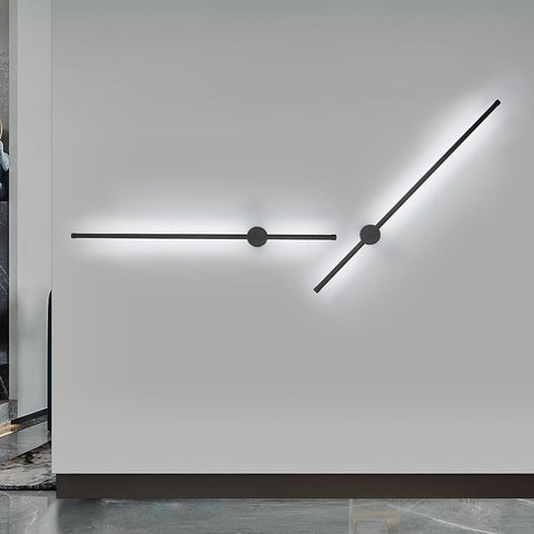 Wandlamp voor binnen, led-wandlamp 360° draaibaar 6500K koel wit, moderne zwarte wandlamp voor slaapkamer woonkamer eetkamer hal trap 100cm