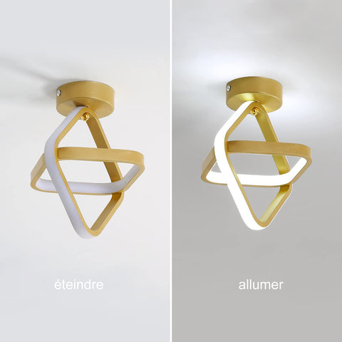 22W LED-plafondlamp, moderne metalen plafondlamp, gouden vierkante armatuur plafondverlichting voor decoratieve woonkamer eetkamer slaapkamer, 6000K koel wit licht