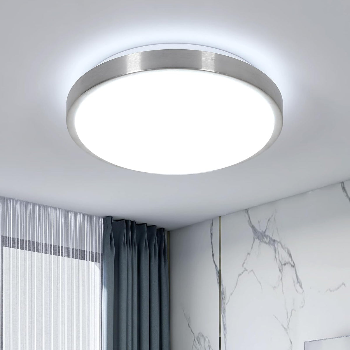 Moderne LED-Deckenleuchte, 24 W, 2700 lm, runde weiße Deckenleuchte, 6500 K kaltweißes Licht, Deckenleuchte aus Aluminium, Durchmesser 25 cm, für Badezimmer, Schlafzimmer, Küche, Wohnzimmer 