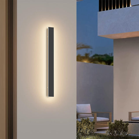 LED-buitenwandlamp, waterdichte minimalistische zwarte wandlamp, 3000K warm licht, 12W, IP65-bescherming, acryl- en ijzermateriaal, voor binnen- en buitenverlichting