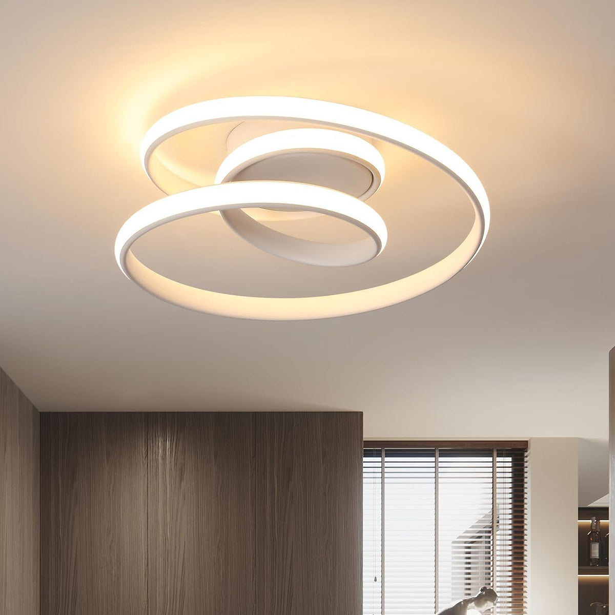 LED-Deckenleuchte, 36 W, 4000 lm, moderne Deckenleuchte, weiß, 3000 K, kreative LED-Kronleuchter, Deckenleuchte, runde Spiralform für Wohnzimmer, Schlafzimmer, Küche, Flur