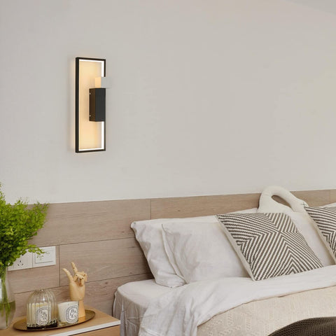 Aplique LED Interior, 15W 1200LM Diseño Geométrico Creativo Negro, Lámpara de Pared Moderna de Acrílico Blanco Cálido 3000K para Sala de Estar, Dormitorio, Pasillo, Escaleras