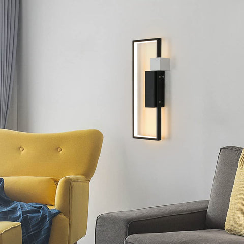 Aplique LED Interior, 15W 1200LM Diseño Geométrico Creativo Negro, Lámpara de Pared Moderna de Acrílico Blanco Cálido 3000K para Sala de Estar, Dormitorio, Pasillo, Escaleras