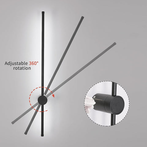 Wandlamp voor binnen, led-wandlamp 360° draaibaar 6500K koel wit, moderne zwarte wandlamp voor slaapkamer woonkamer eetkamer hal trap 100cm