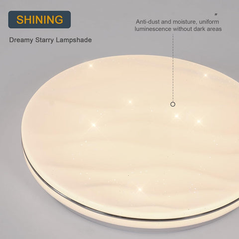 Lámpara de techo LED estrellada, lámpara de techo de 24 W para dormitorio infantil, blanco neutro 4000 K, lámpara de techo LED moderna redonda para cocina, pasillo, dormitorio, baño