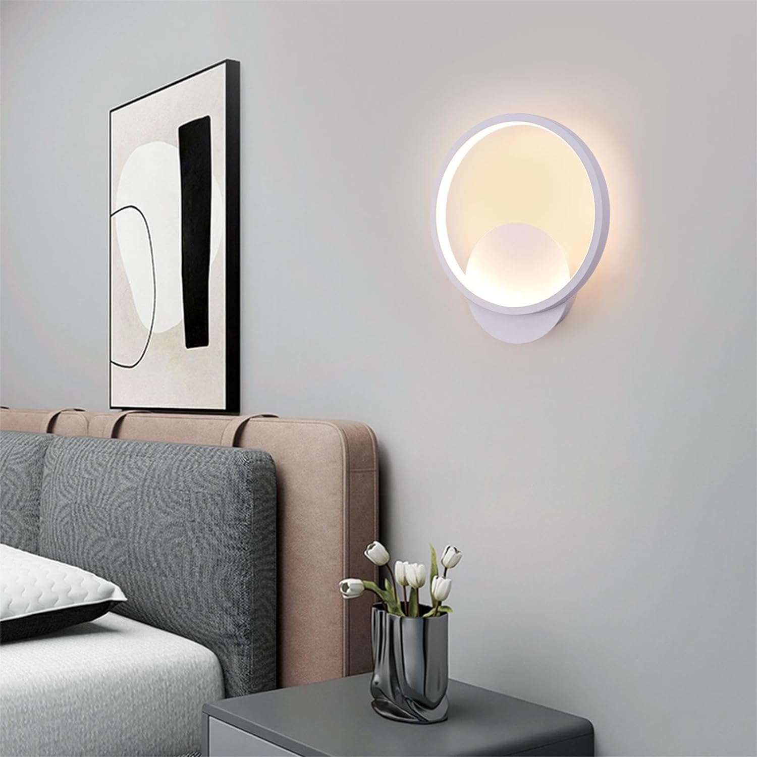 Applique Murale Led Interieur Ronde Blanc Chaud Acrylique Luminaire Murale Interieur