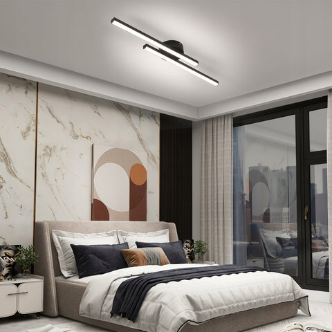 Tricolorowe lampy sufitowe LED z 2 prostymi równoległościami, czarne, 17W 58,5*10CM, aluminium, do salonu, sypialni