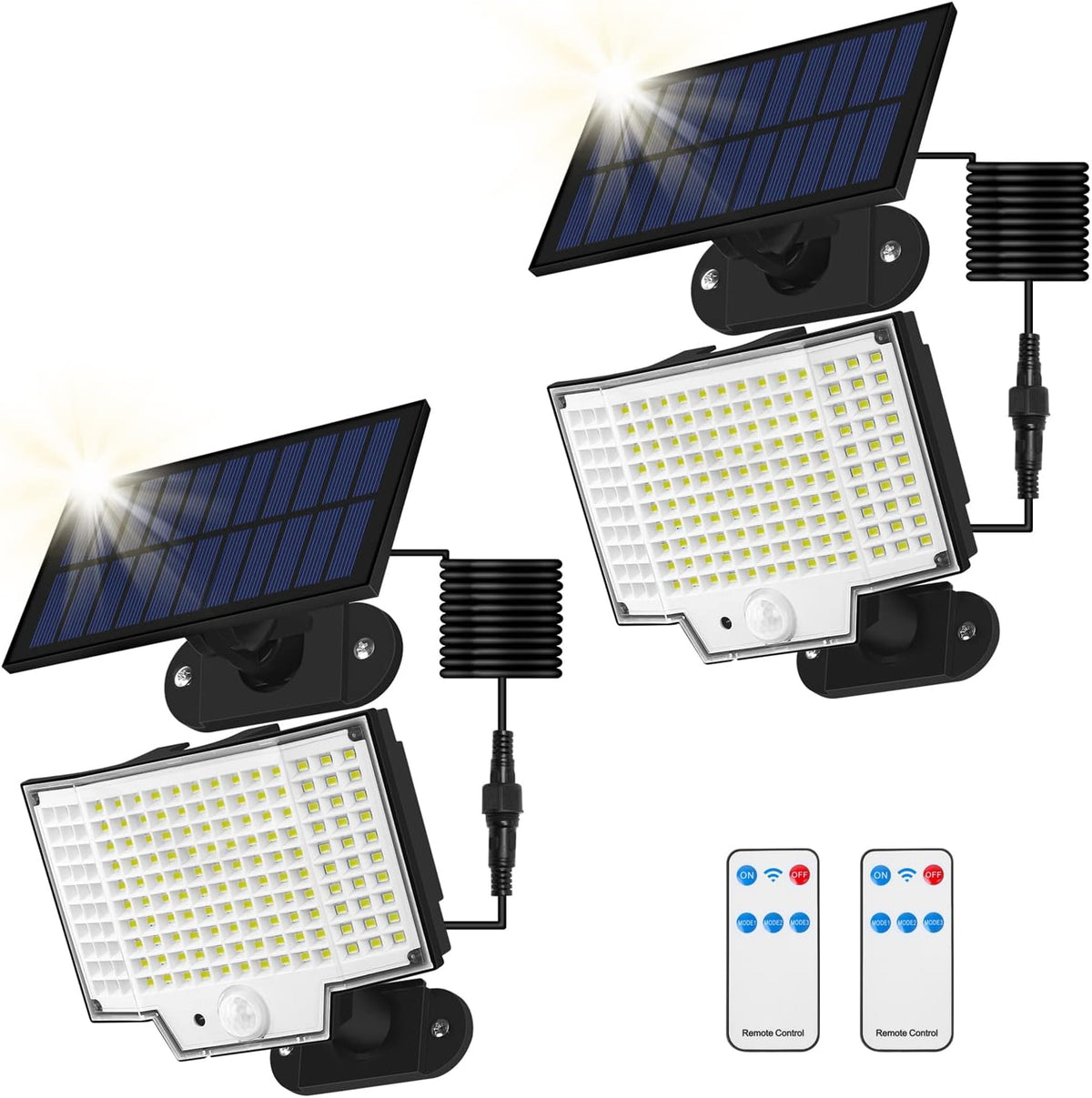 Solarleuchte für den Außenbereich (2er-Pack), Solarleuchte für den Außenbereich mit Bewegungsmelder, IP65-Solarleuchte für den Außenbereich, 160 LED-Solarstrahler für den Außenbereich, 3 Modi, mit Fernbedienung