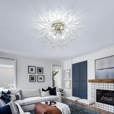 LED-plafondlamp Kristallen kroonluchter Moderne K9 kristallen hanglamp Plafondlamp Verstelbare kleurtemperatuur 3000K/4500K/6500K 6 G9 Plafondlamp Goud