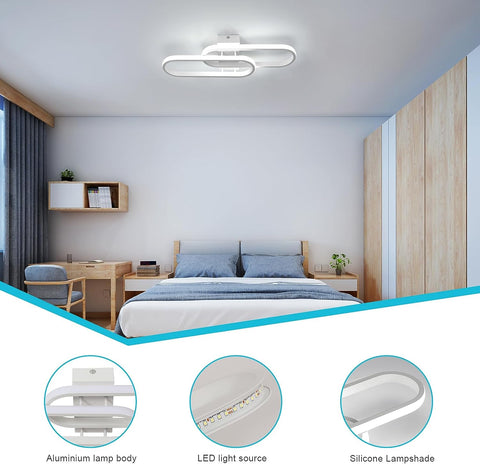 Lámpara de techo LED de 32 W, 3600 lm, lámpara de techo moderna, lámpara de techo acrílica para sala de estar, dormitorio, cocina, baño, pasillo, balcón, 50 cm (blanco), luz blanca fría 6500 K