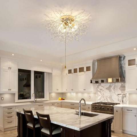Luminaire Plafonnier en Cristal, Lustres de Feu d'Artifice Moderne, Lampe LED Plafond Dimmable 3000K-6500K