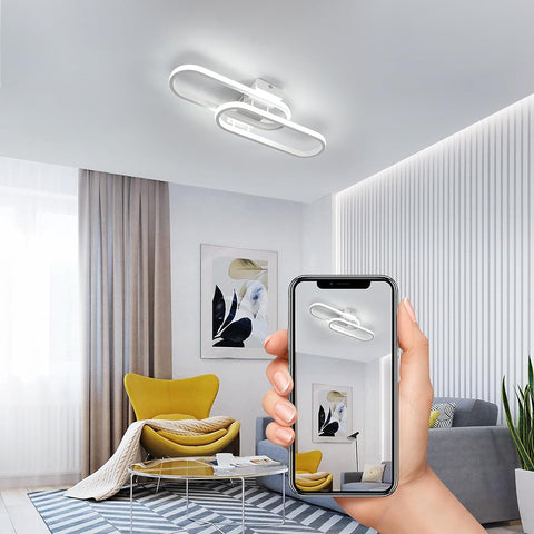 Lámpara de techo LED de 32 W, 3600 lm, lámpara de techo moderna, lámpara de techo acrílica para sala de estar, dormitorio, cocina, baño, pasillo, balcón, 50 cm (blanco), luz blanca fría 6500 K