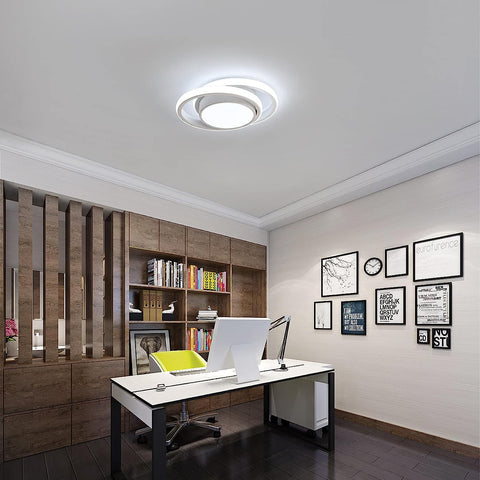 2 pièces Plafonnier LED 32W Design moderne 32W Rond Lampe de Plafond Blanc