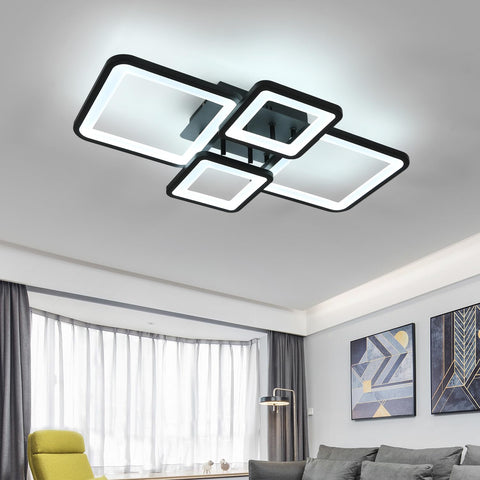 Plafonnier LED Moderne, 54W Luminaire Plafonnier Dimmable avec Télécommande 3000K-6500K