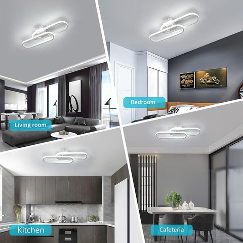 Lámpara de techo LED de 32 W, 3600 lm, lámpara de techo moderna, lámpara de techo acrílica para sala de estar, dormitorio, cocina, baño, pasillo, balcón, 50 cm (blanco), luz blanca fría 6500 K