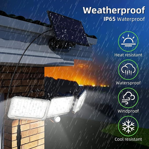 Luz solar al aire libre 224 LED Sensor de movimiento Lámpara de pared LED Blanco frío 6000K para patio Jardín Pasillo Terraza Cerca de la pared Camino Patio Villa