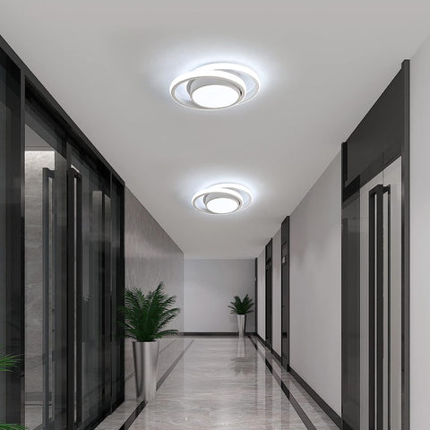 2 pièces Plafonnier LED 32W Design moderne 32W Rond Lampe de Plafond Blanc