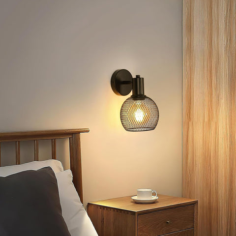Aplique de pared de metal para interiores, lámpara de lectura de cabecera de hierro, casquillo E27 para sala de estar, dormitorio, oficina (sin bombilla)